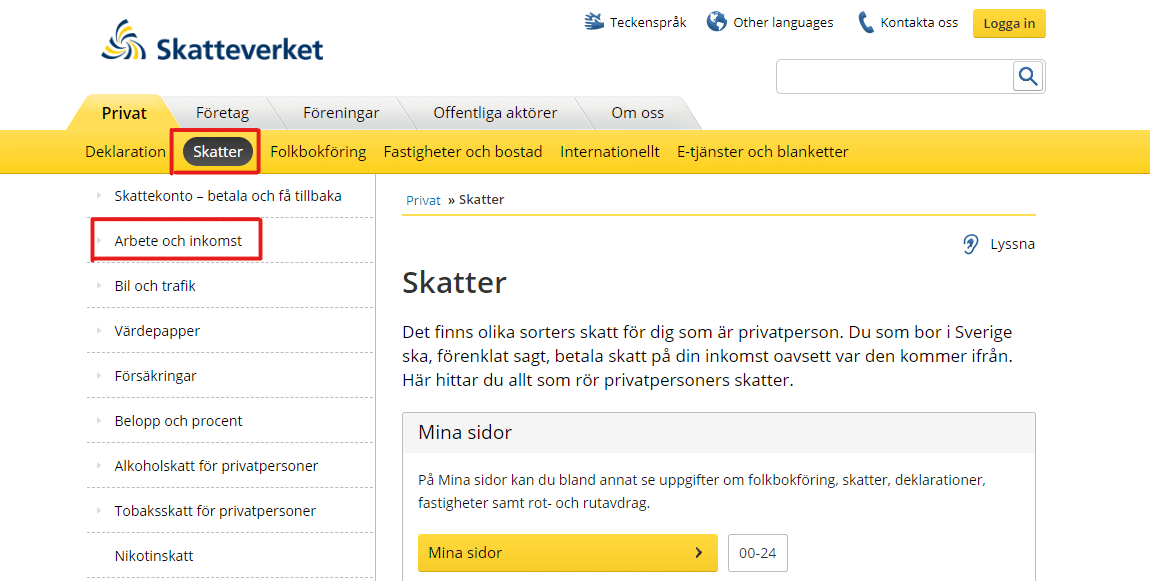 steg 1 deklarera vinst